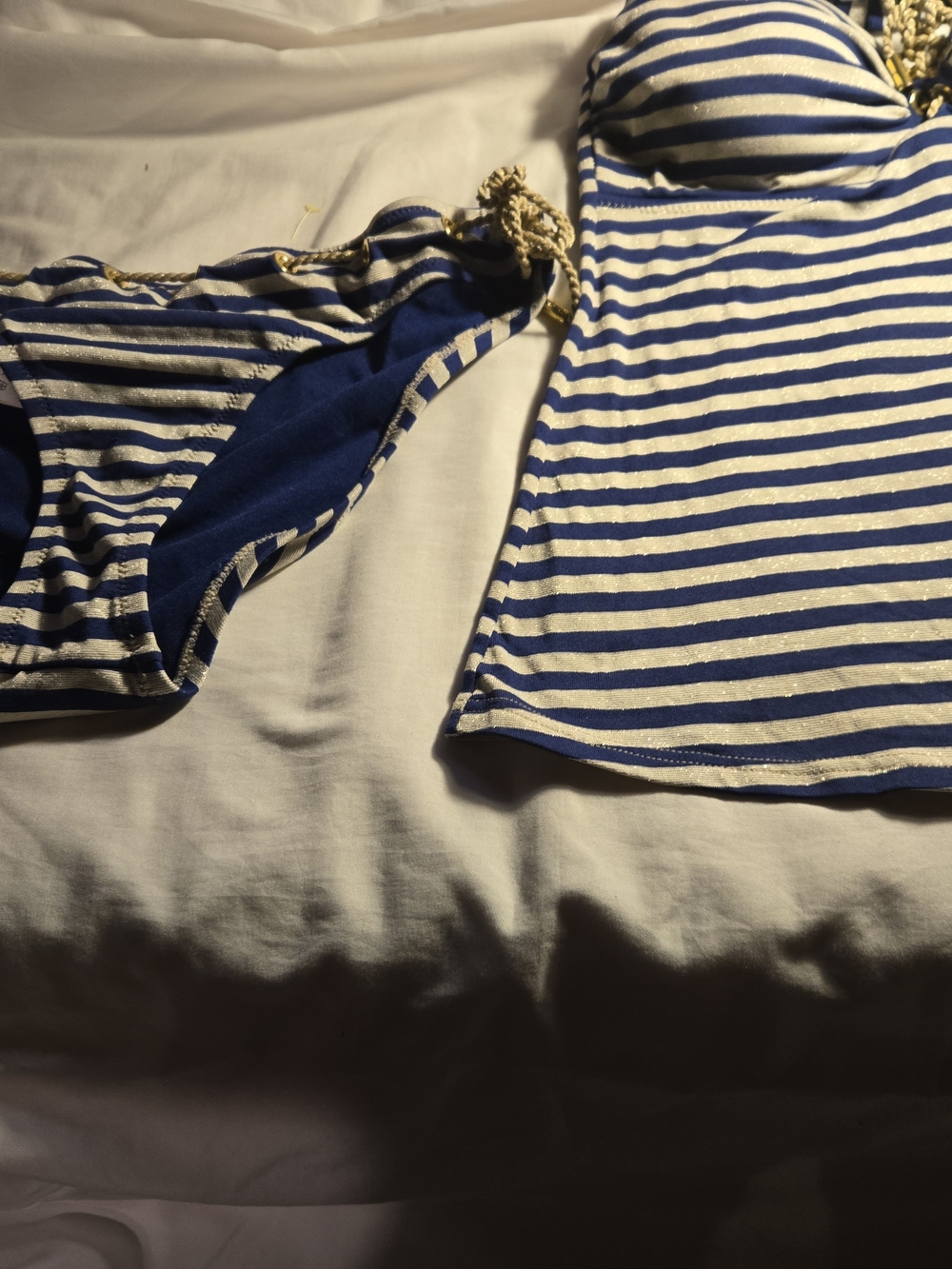 Jessica Simpson Blue and White Striped Tankini Set